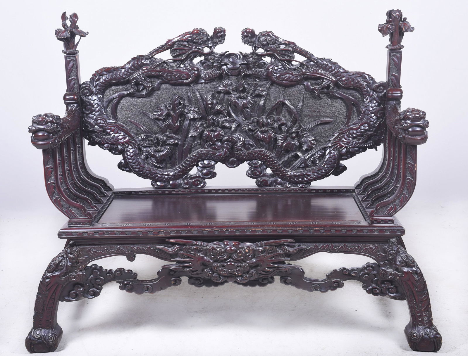 Japanese carved settee (1 of 8)