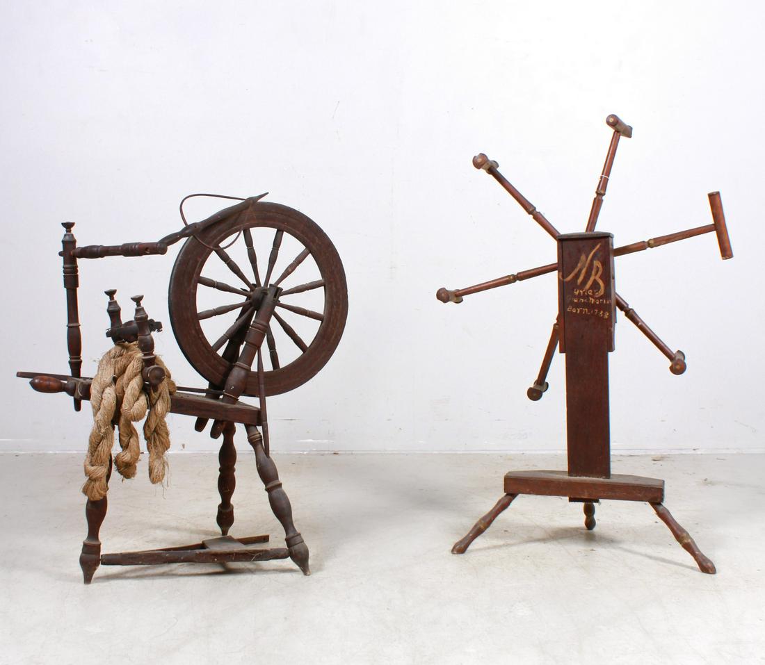 Early oak flax wheel, Early oak spinning wheel (1 of 4)