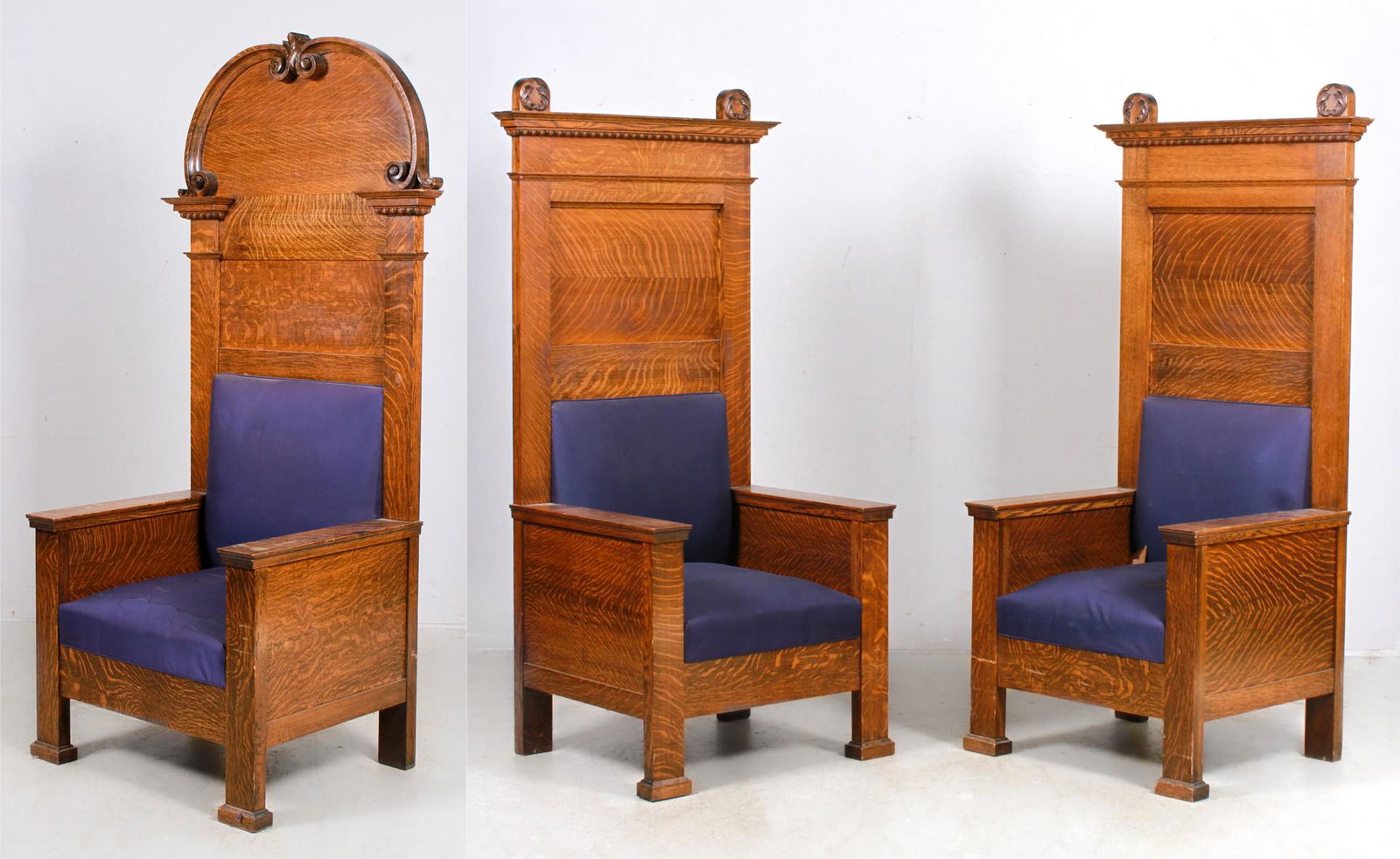 Three Large Oak Hall Chairs (1 of 10)
