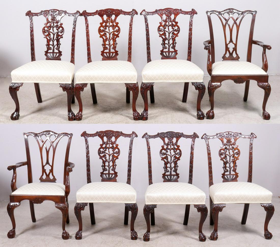 (8) Chippendale style Mahogany carved dining chairs (1 of 4)