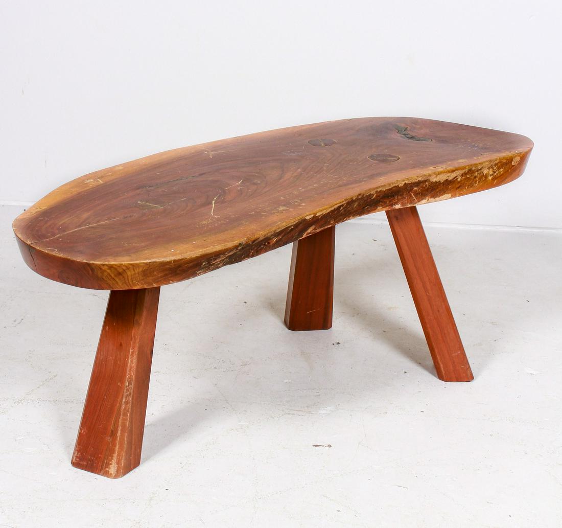 Walnut freeform slab top coffee table (1 of 7)