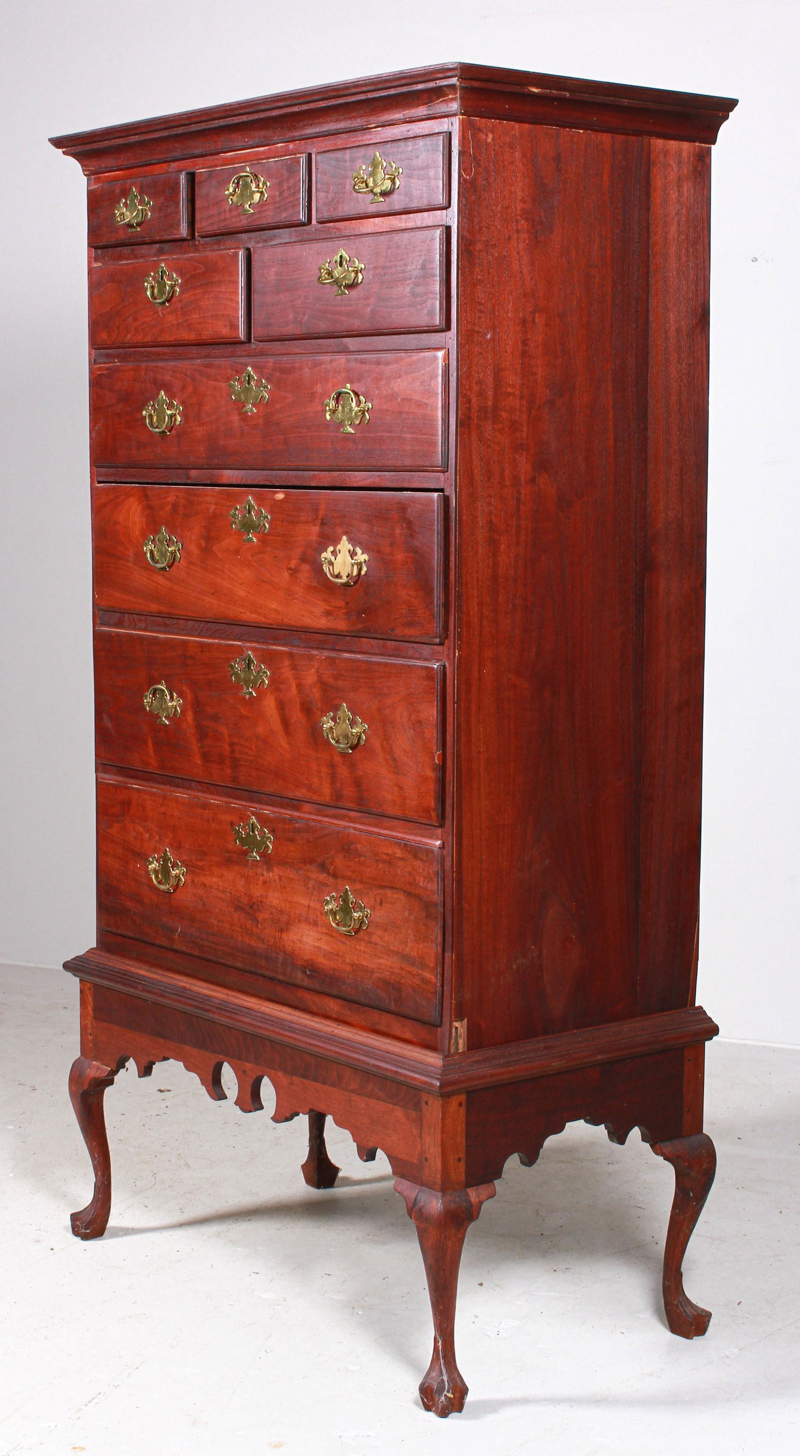 Walnut Chester County Queen Anne chest on frame (1 of 4)