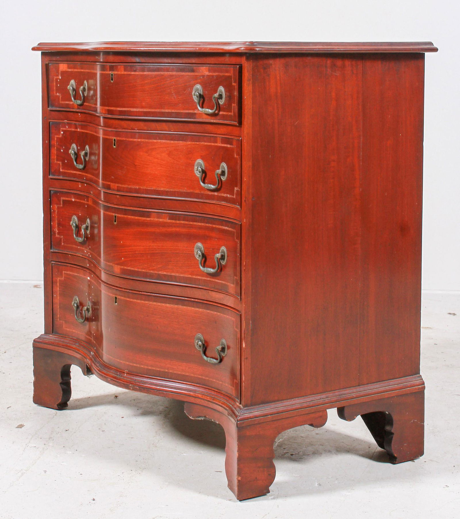 Inlaid and banded mahogany Federal style serpentine (1 of 8)