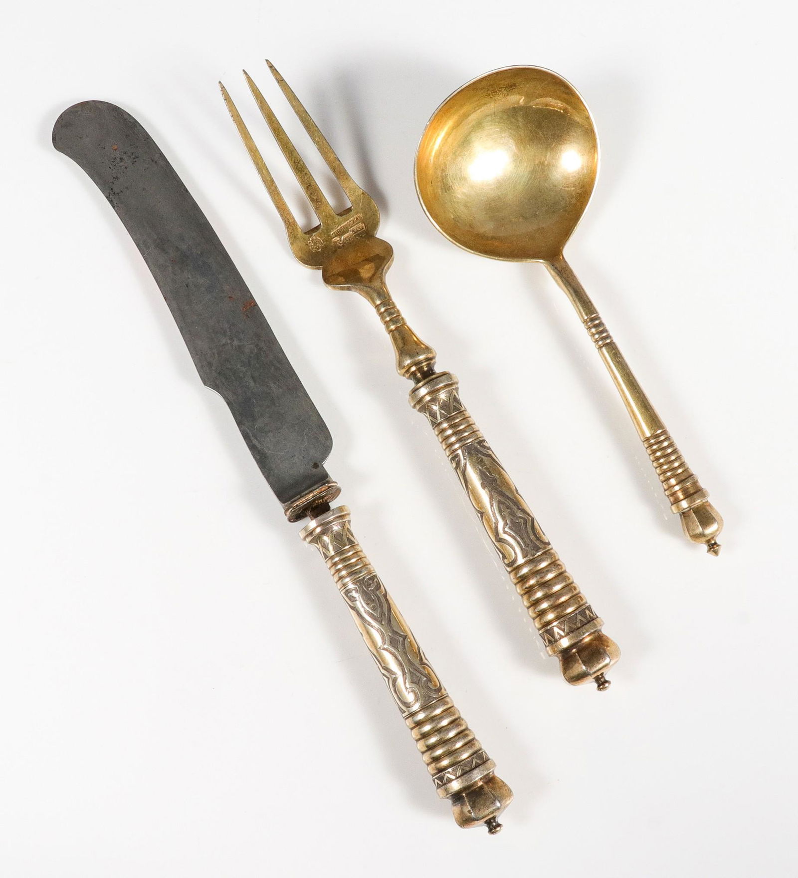 (3) Pc Mid 19th C Russian Silver Place Setting (1 of 5)