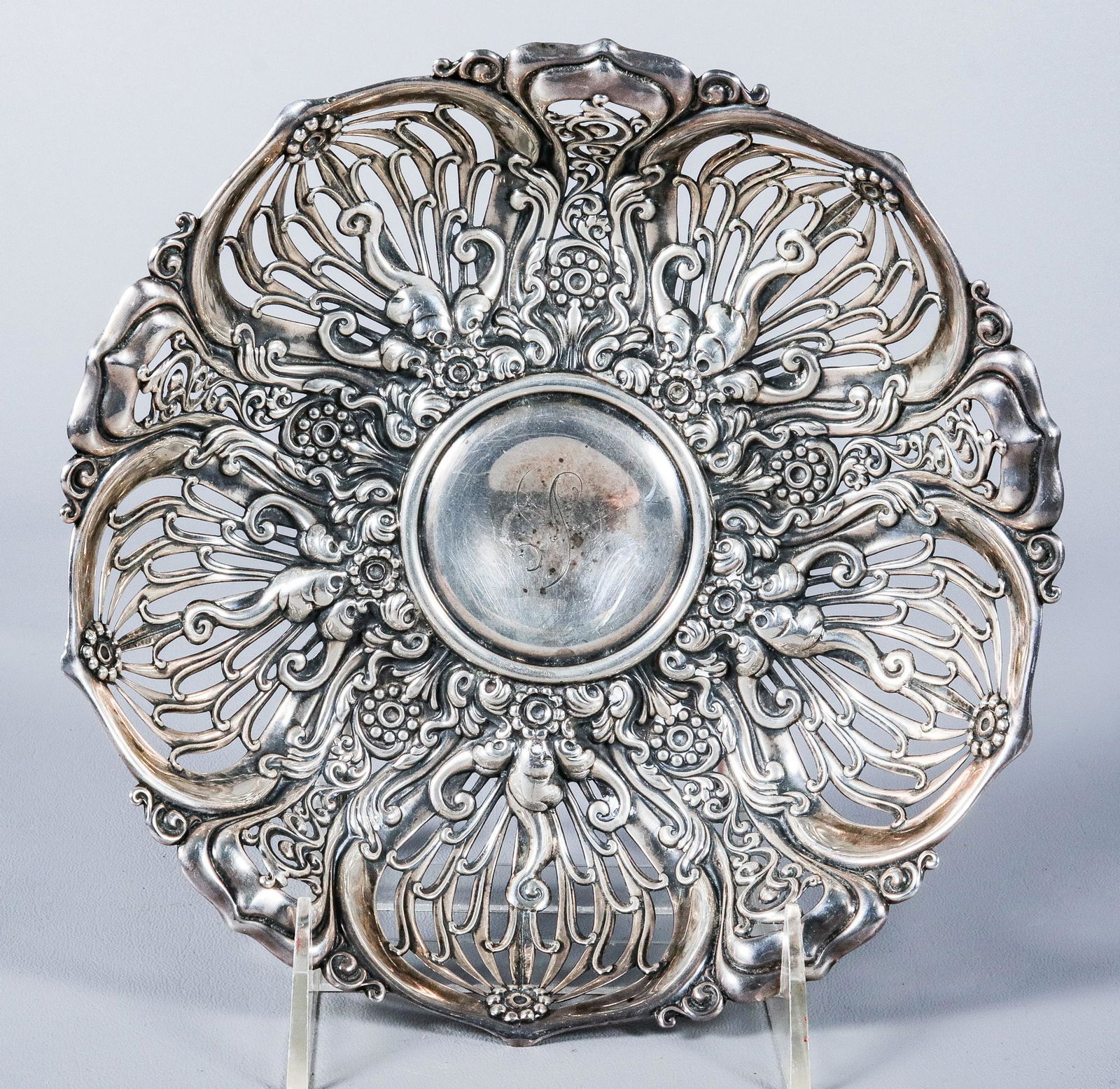 Pierced Repousse Sterling Bowl (1 of 3)