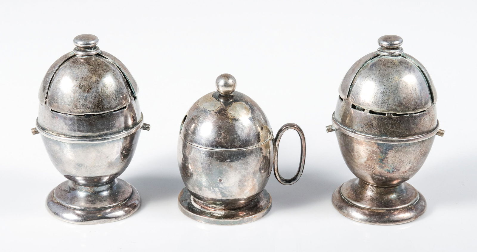 19th C Silver Egg Cups and Condiment (1 of 7)