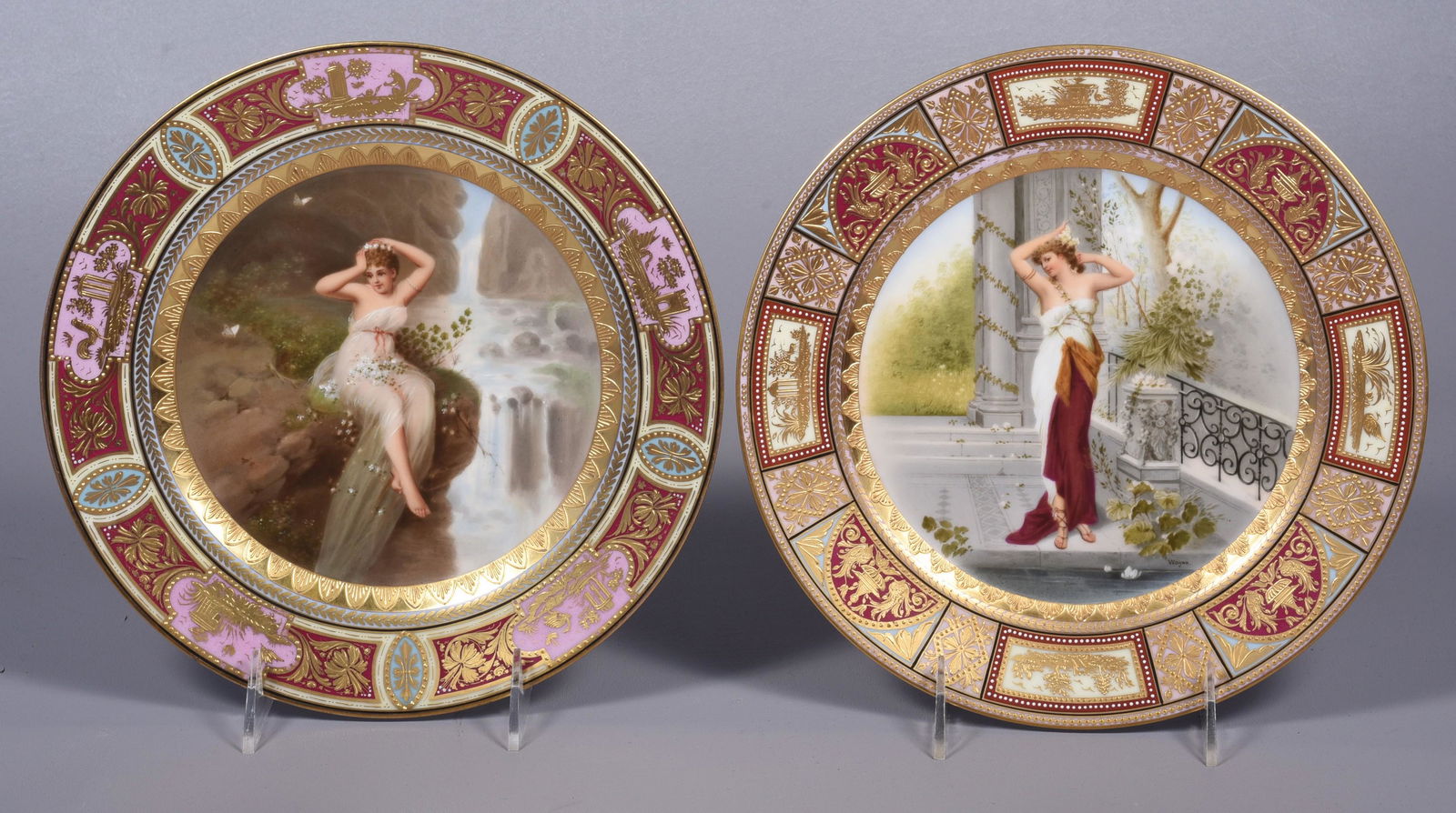 (2) 19th C Royal Vienna Hand Painted Cabinet Plates (1 of 3)