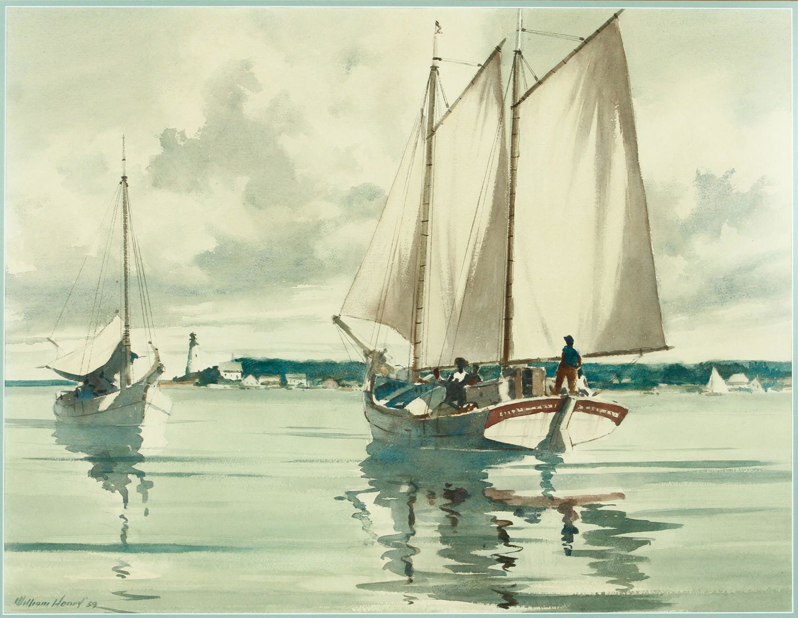 William Henry Watercolor "Sailboats" (1 of 3)