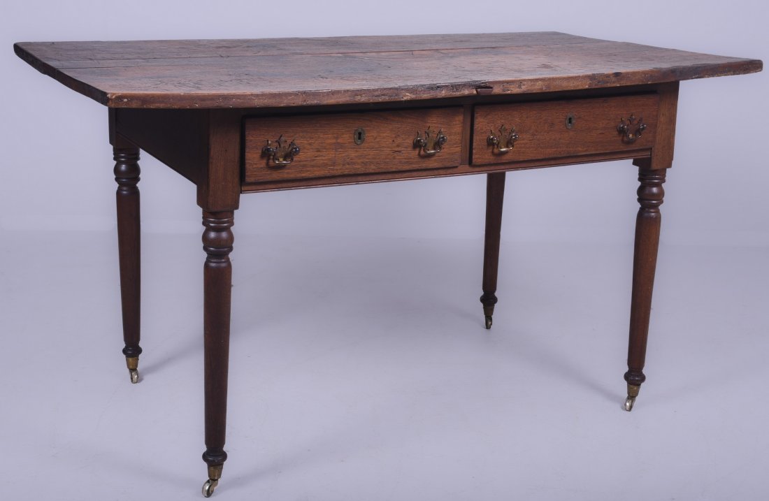 Walnut Sheraton 2 Drawer Farm Table (1 of 6)