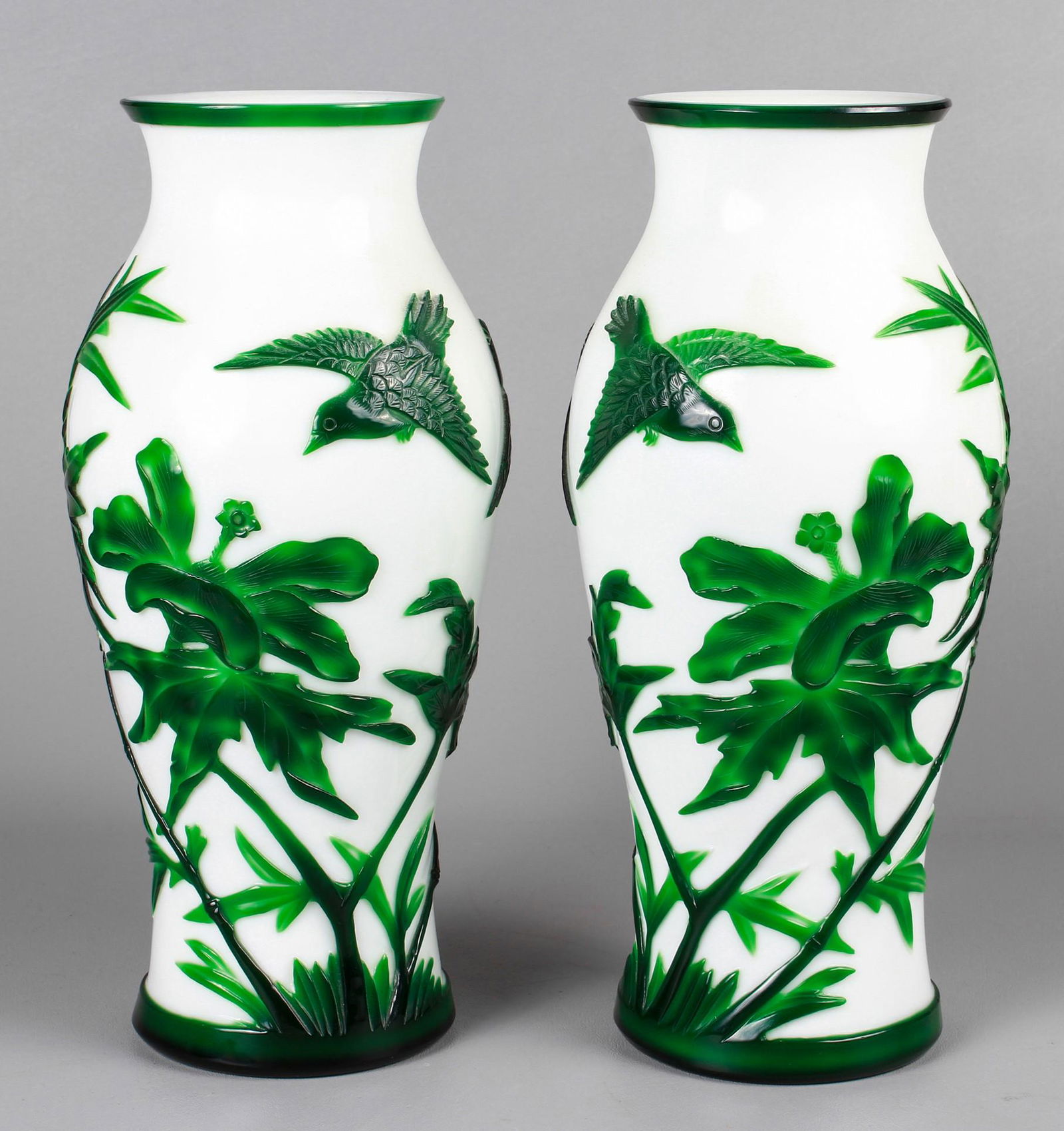 Pair of Chinese Peking Cameo Vases (1 of 3)