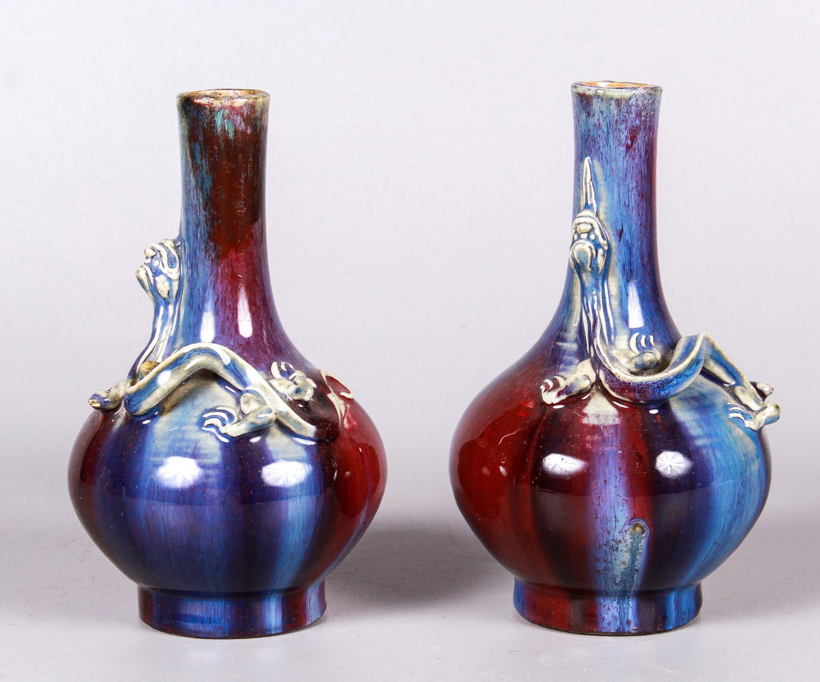 Pair of Chinese Pottery Bottle Vases (1 of 4)