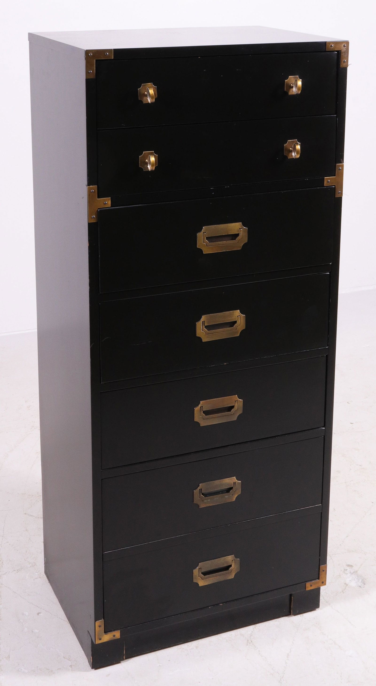 Ebonized and brass campaign style high chest (1 of 1)