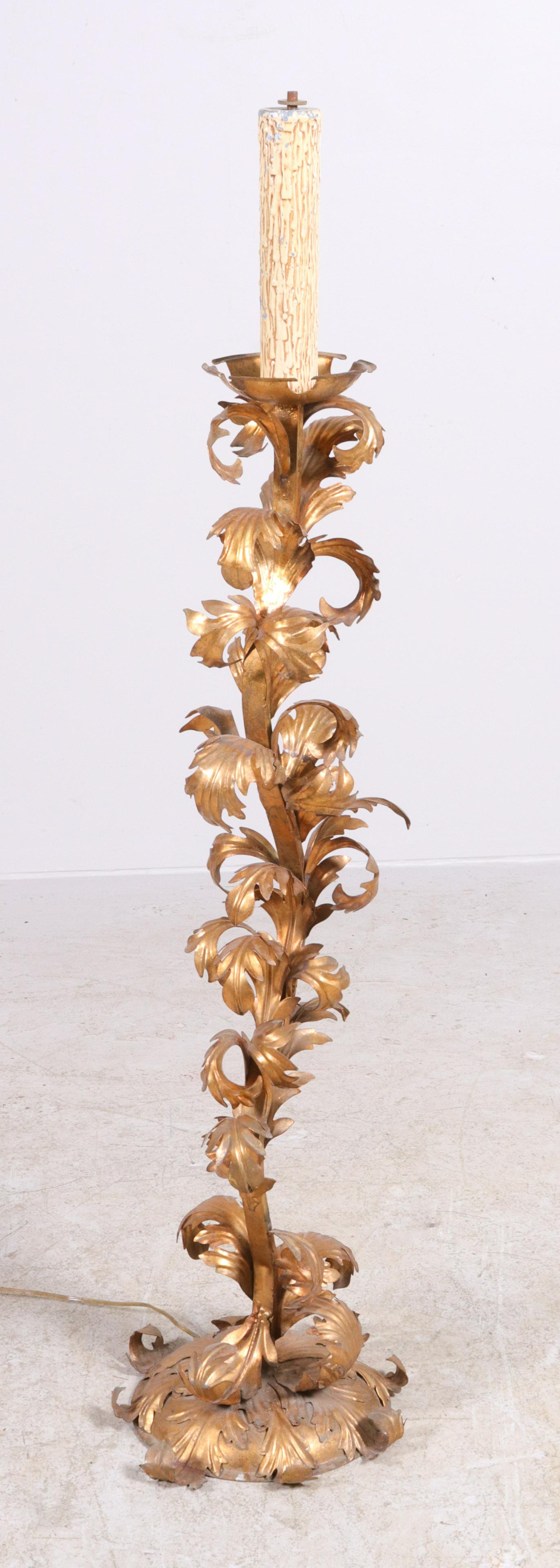 Gilt Tole metal leaf form floor lamp (1 of 1)