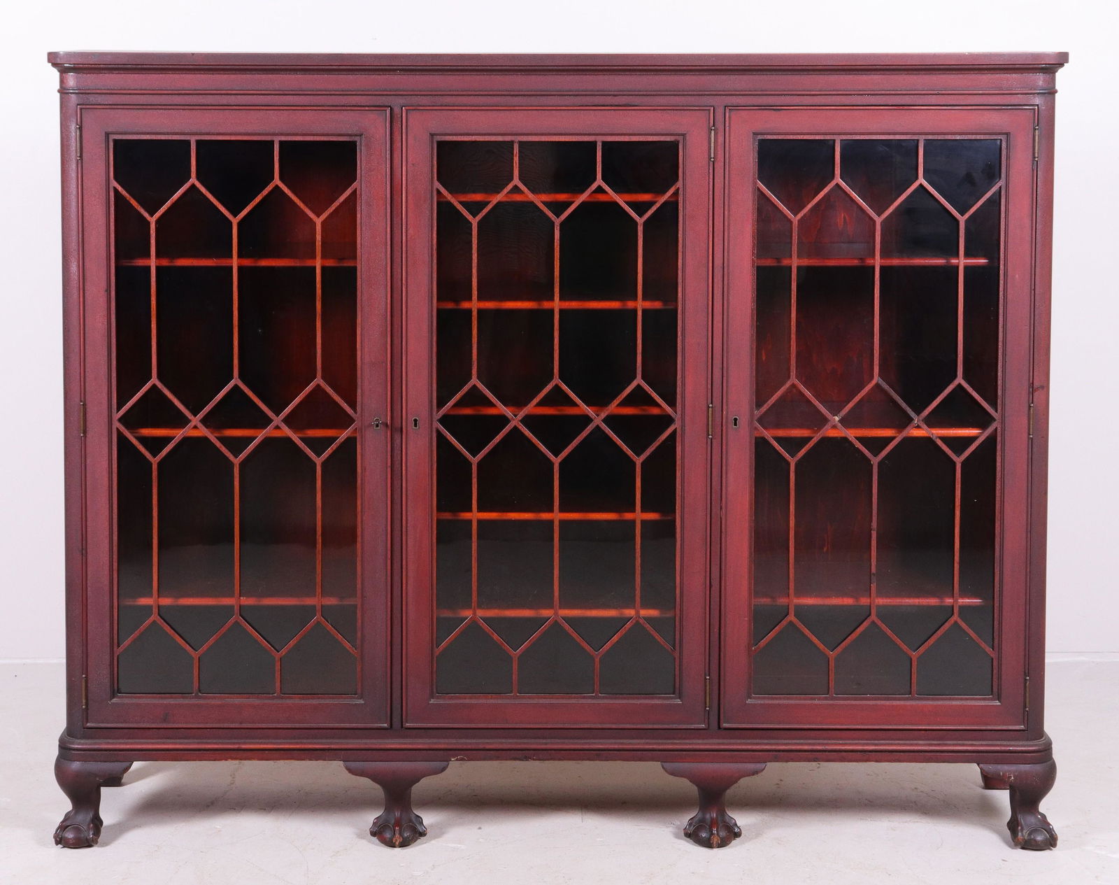 Chippendale style mahogany 3-part bookcase (1 of 1)