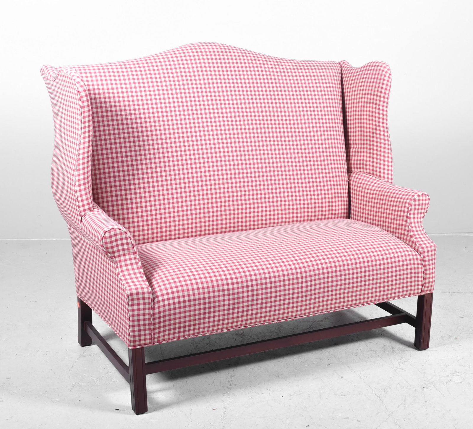 Chippendale style upholstered camelback settee (1 of 3)