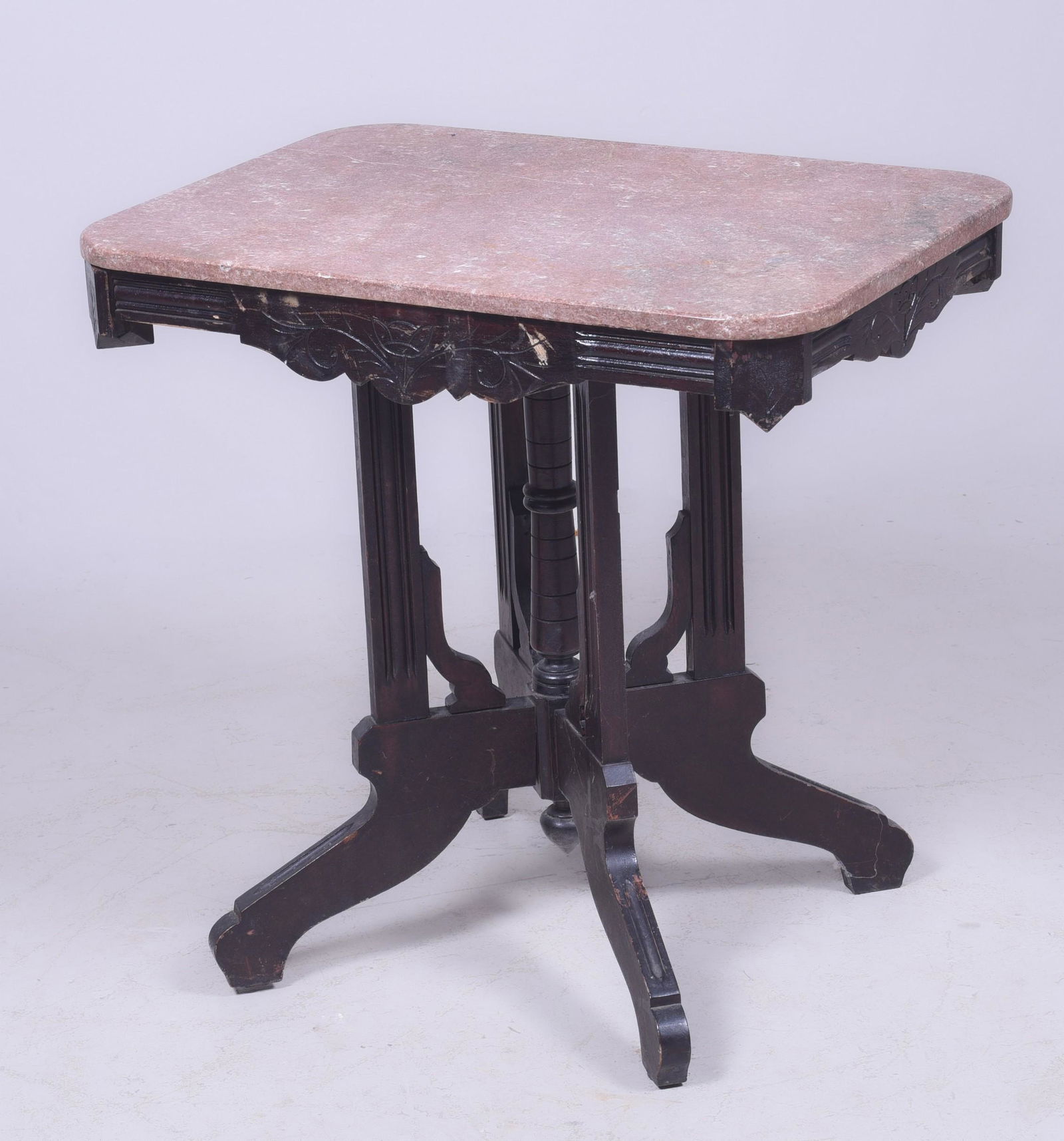 Victorian carved walnut marbletop center table (1 of 2)