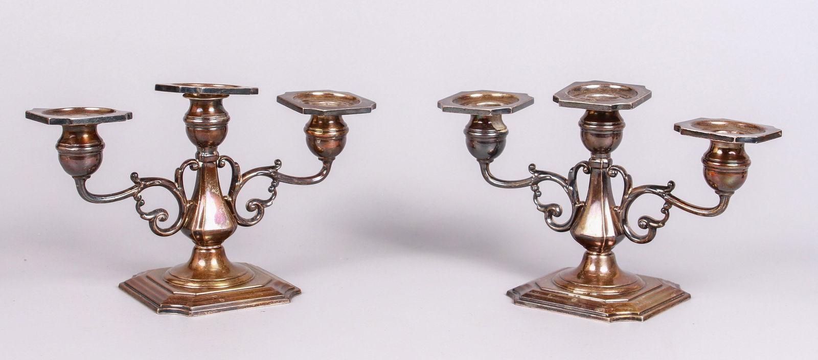 Pair of weighted sterling silver 3-light candelabras (1 of 3)