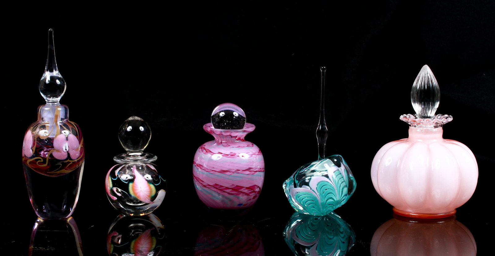 (5) Art Glass Scent Bottles (1 of 4)