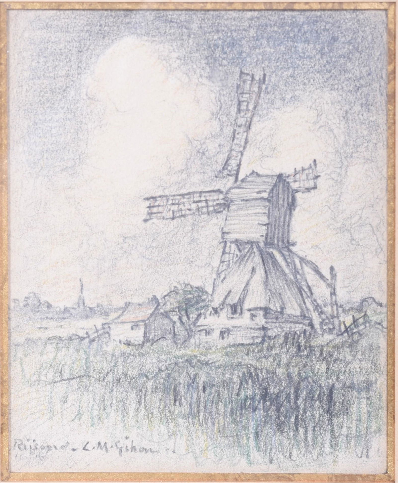 L M Gihon Drawing "Rijsoord" (1 of 5)