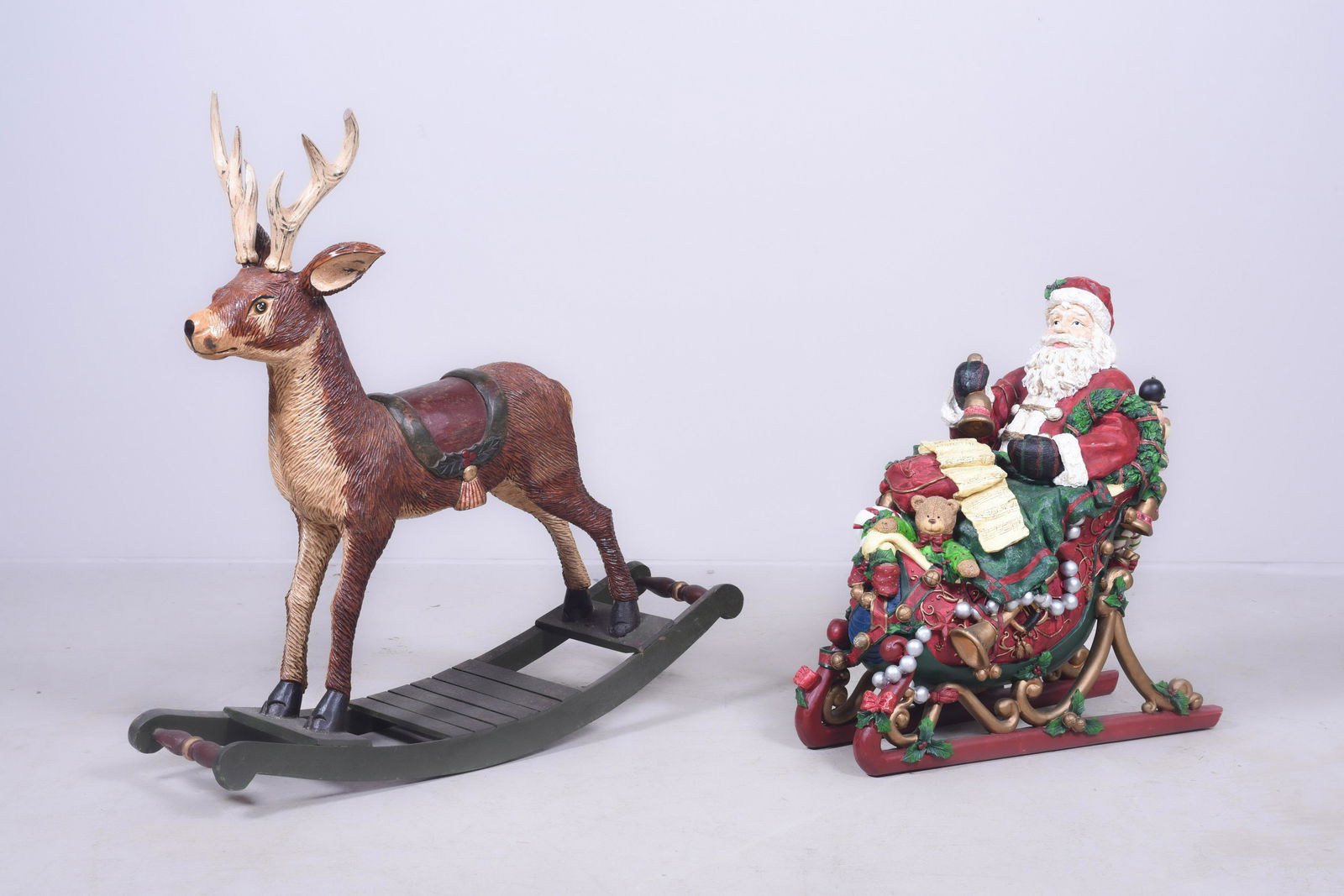 Santa Claus statue in sleigh with toys, reindeer (1 of 3)