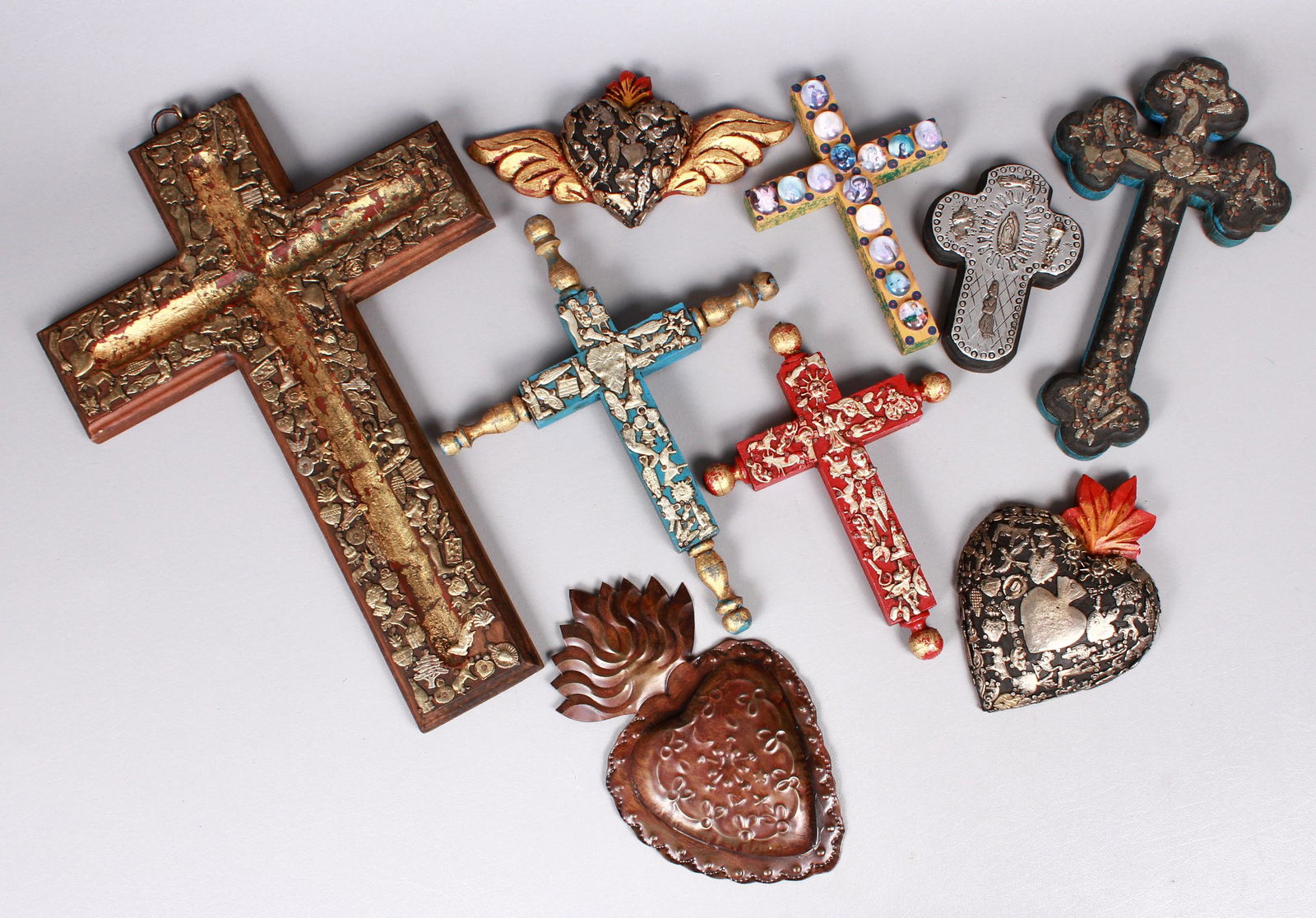 Mexican Milagro Crosses and Sacred Hearts (1 of 4)