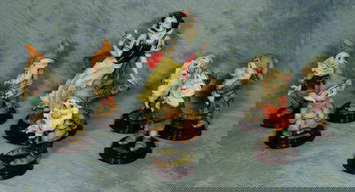 8 pc Armani porcelain set, Snow White & the 7 Dwarf: 8 pc Armani porcelain set, Snow White & the 7 Dwarfs, Snow White is 9 3/4" tall, Dwarfs 6 1/2" tall, original cost $ 3000.00