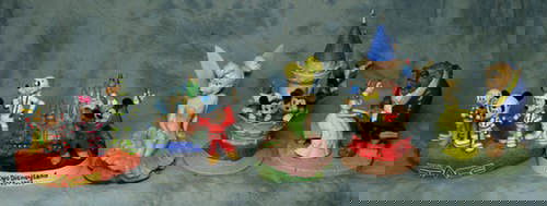 (5) Disney Theme resin or ceramic figurines, Beauty: (5) Disney Theme resin or ceramic figurines, Beauty and the Beast, 1993 Tokyo Disneyland, Resin Tinker bell has a repair on wig, 1990 music box, resin Mission Space, tallest 9 1/2"