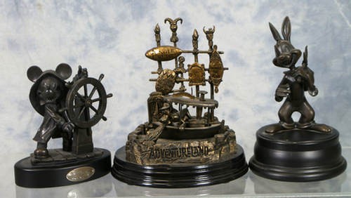 50th Anniversary, Jungle Cruise Figurine by Larry N: 50th Anniversary, Jungle Cruise Figurine by Larry Nikoli, bronze figurine Brer Rabbit, Mickey Mouse, tallest 8"