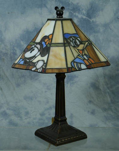 Disney leaded glass Mickey Mouse lamp, 16" tall: Disney leaded glass Mickey Mouse lamp, 16" tall