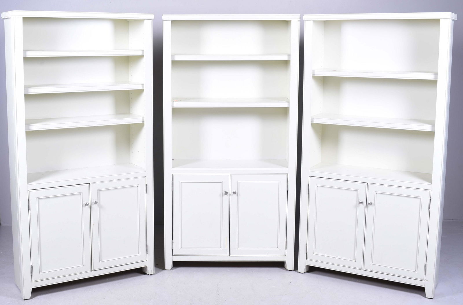 (3) pc Contemporary white painted wall unit/bookcases (1 of 6)
