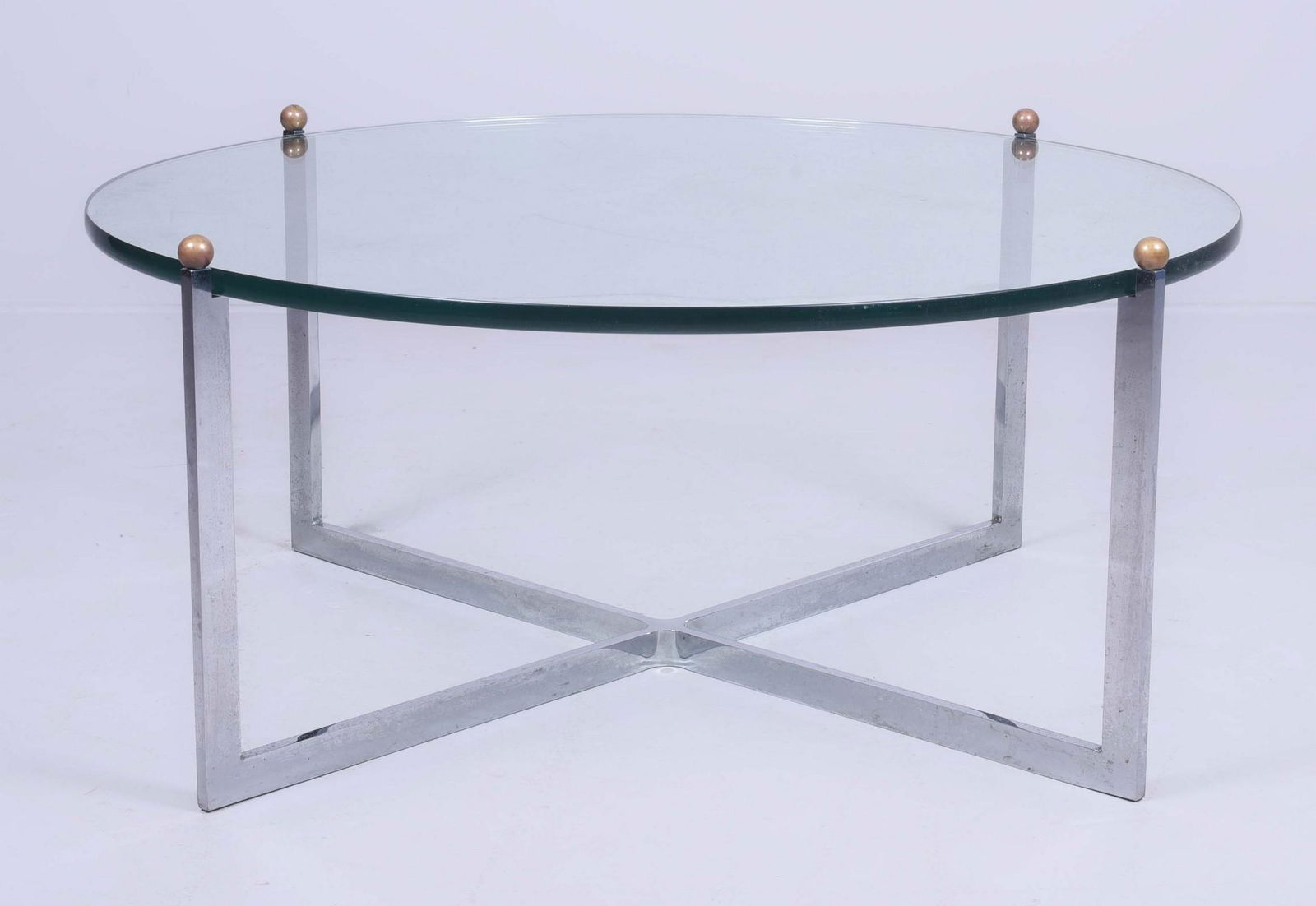 Milo Baughman style chrome and glass top coffee table (1 of 1)