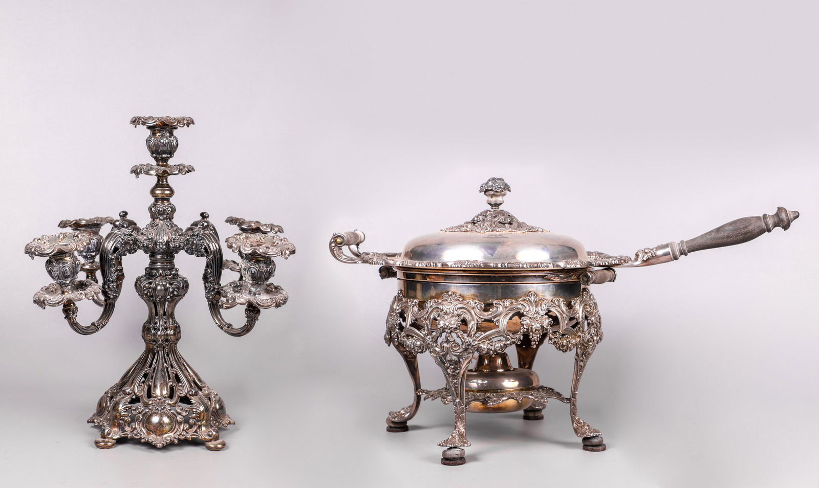 Silverplate Candelabra and Food Warmer (1 of 4)