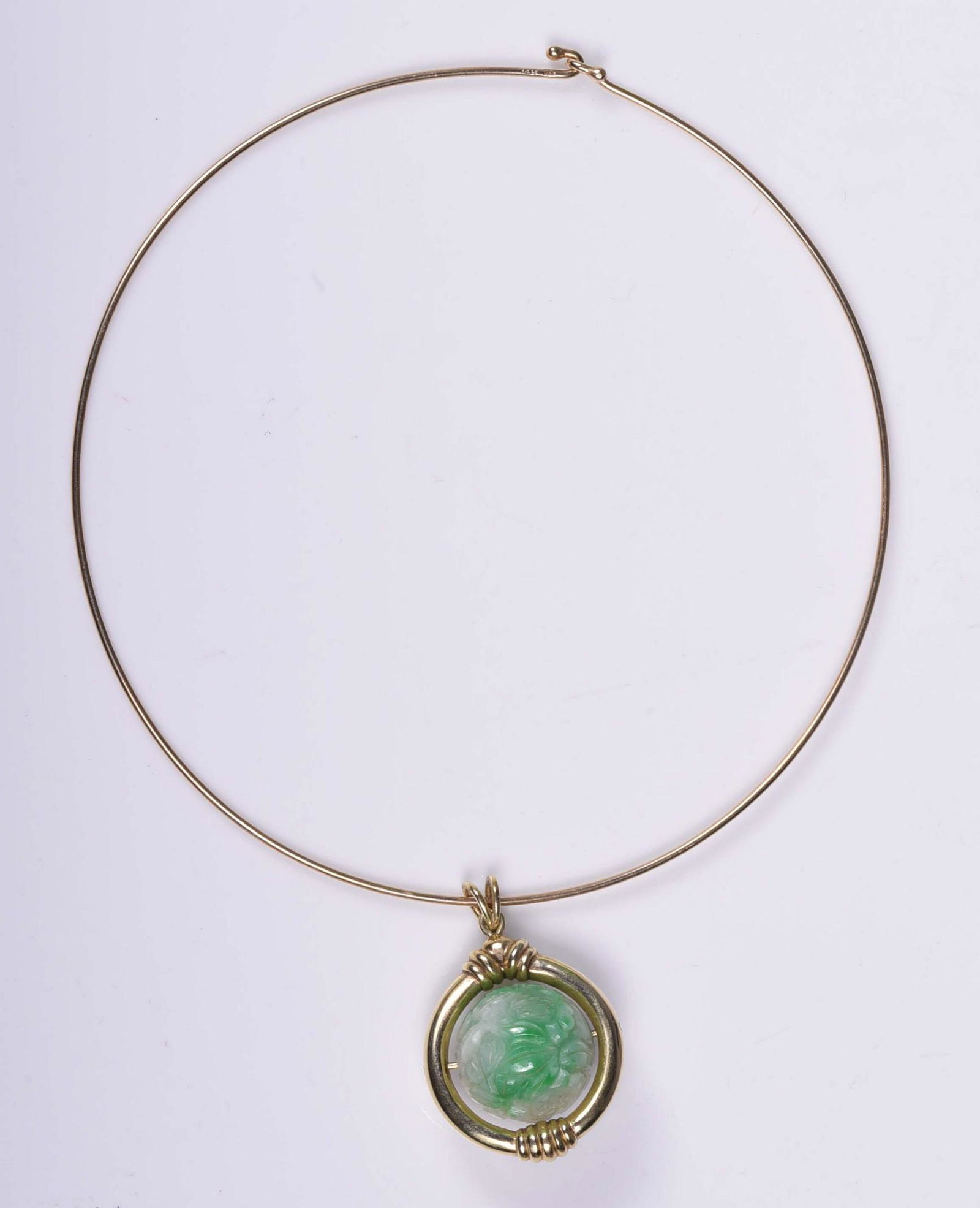 14K YG Spinning Jade Collar Necklace (1 of 2)