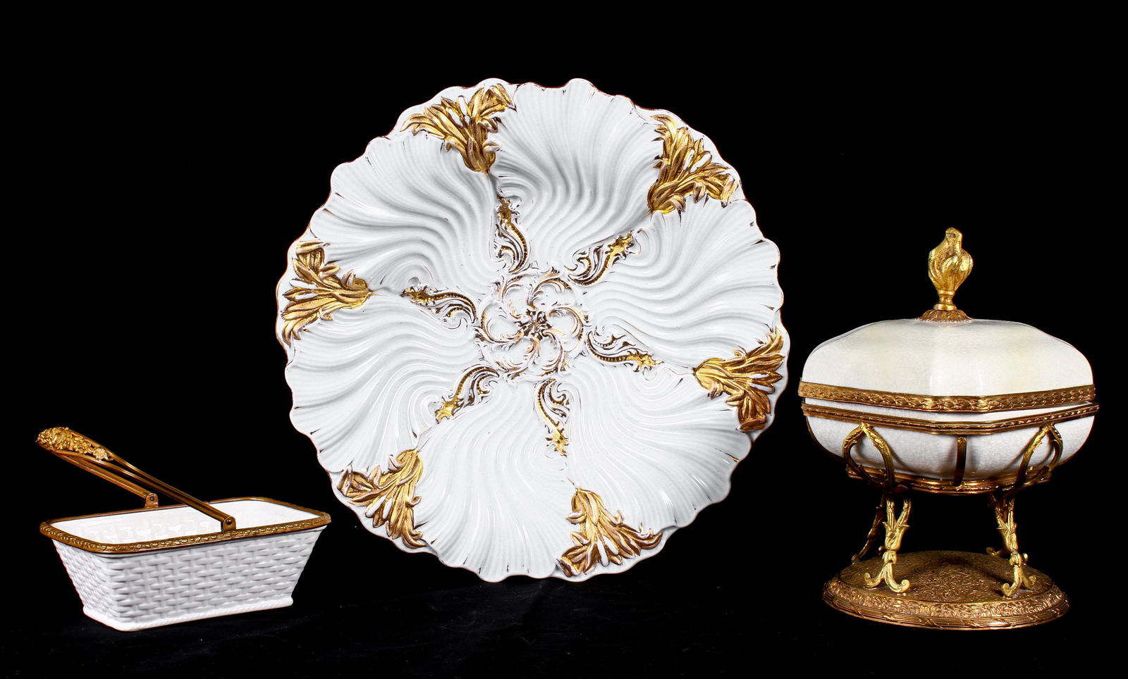 Porcelain Bowl, Covered Compote, Handled Basket (1 of 5)