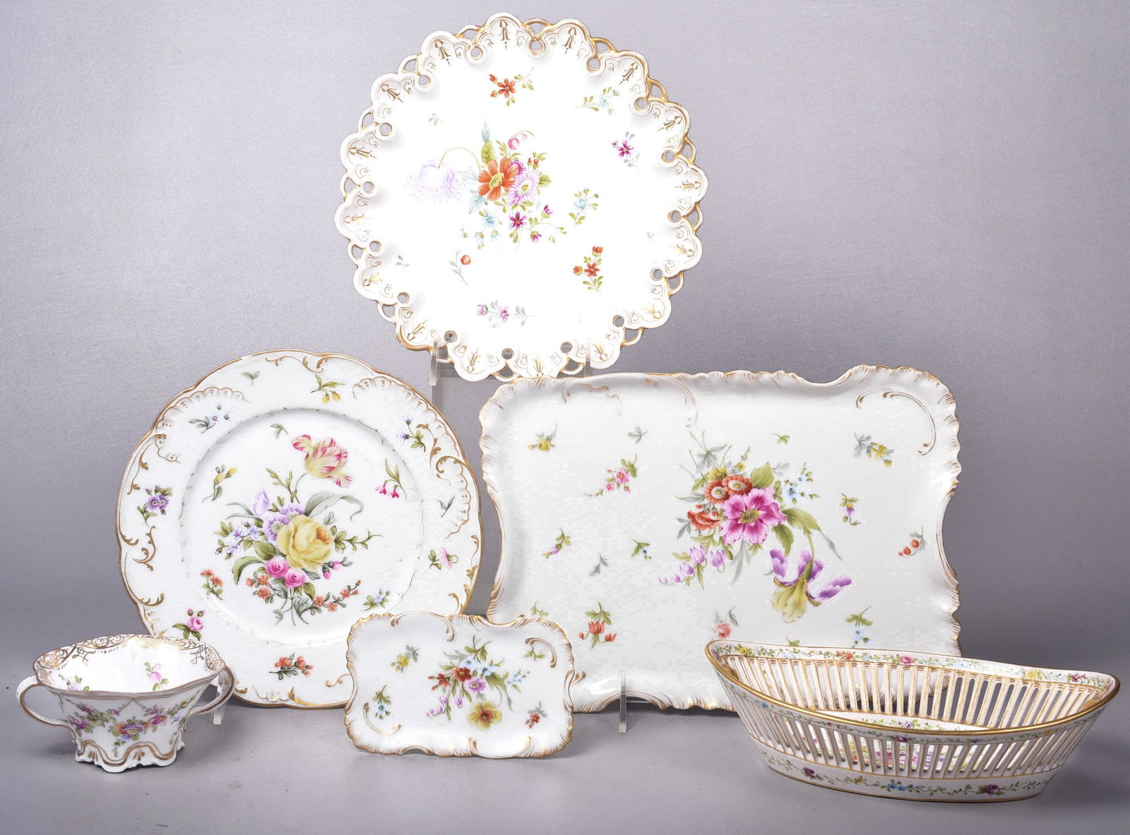 (6) Pieces Dresden and Style Porcelain (1 of 7)