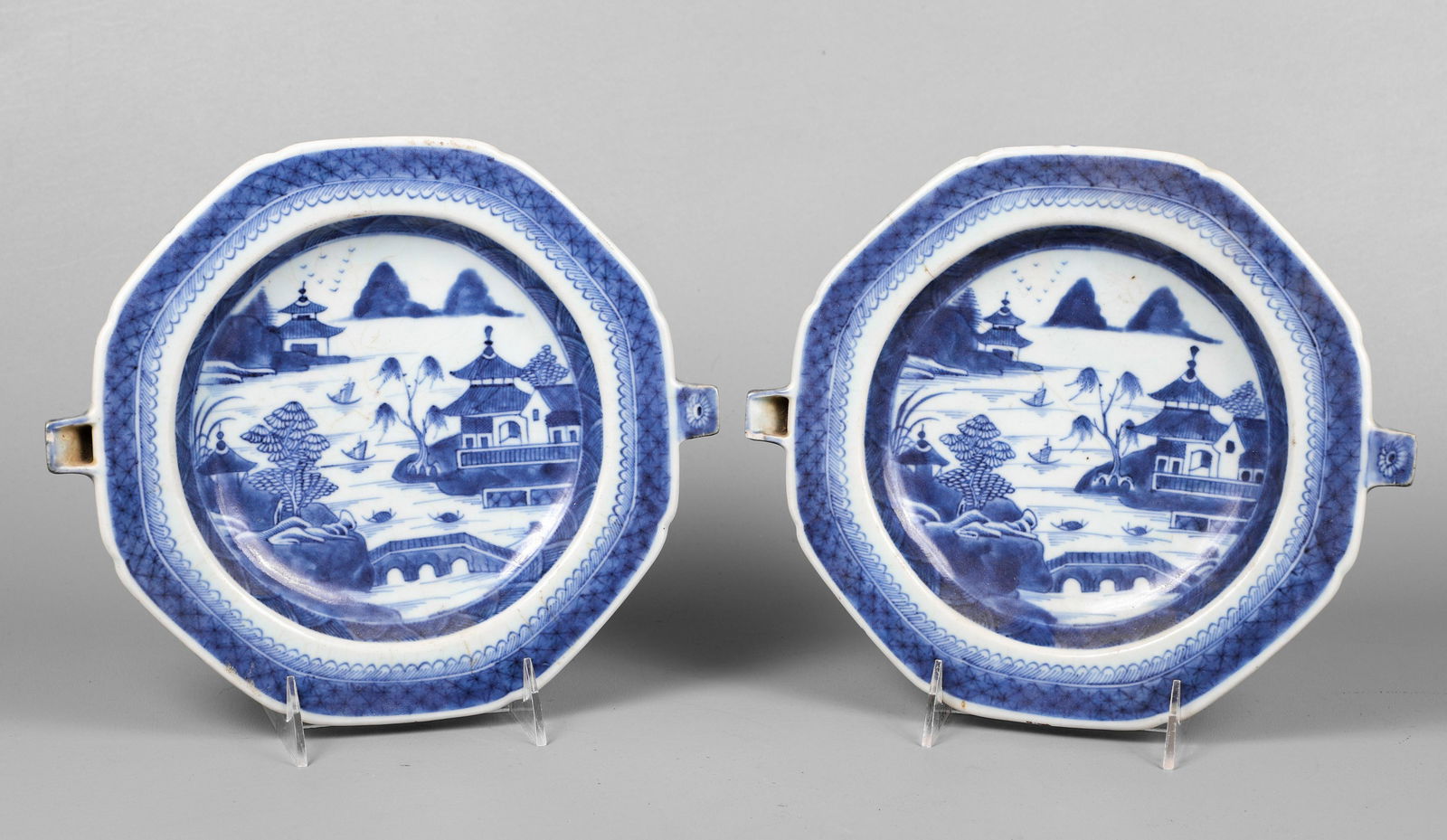 (2) 19th C Canton Warming Plates (1 of 3)