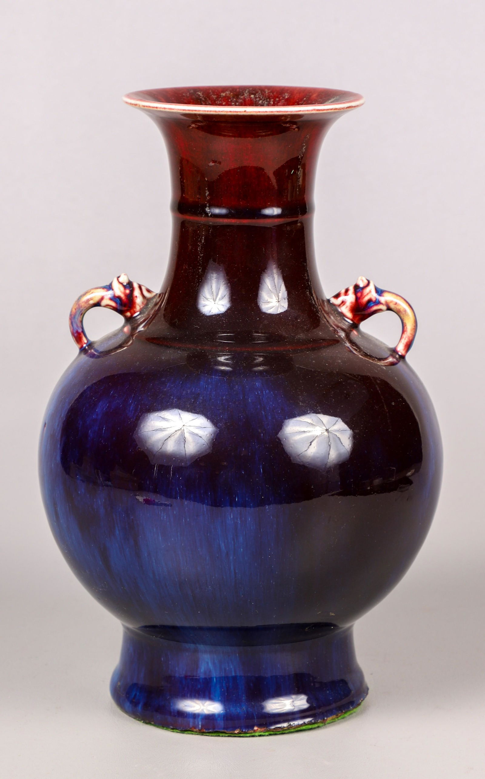 Chinese Porcelain Double Handled Flambe Vase (1 of 3)