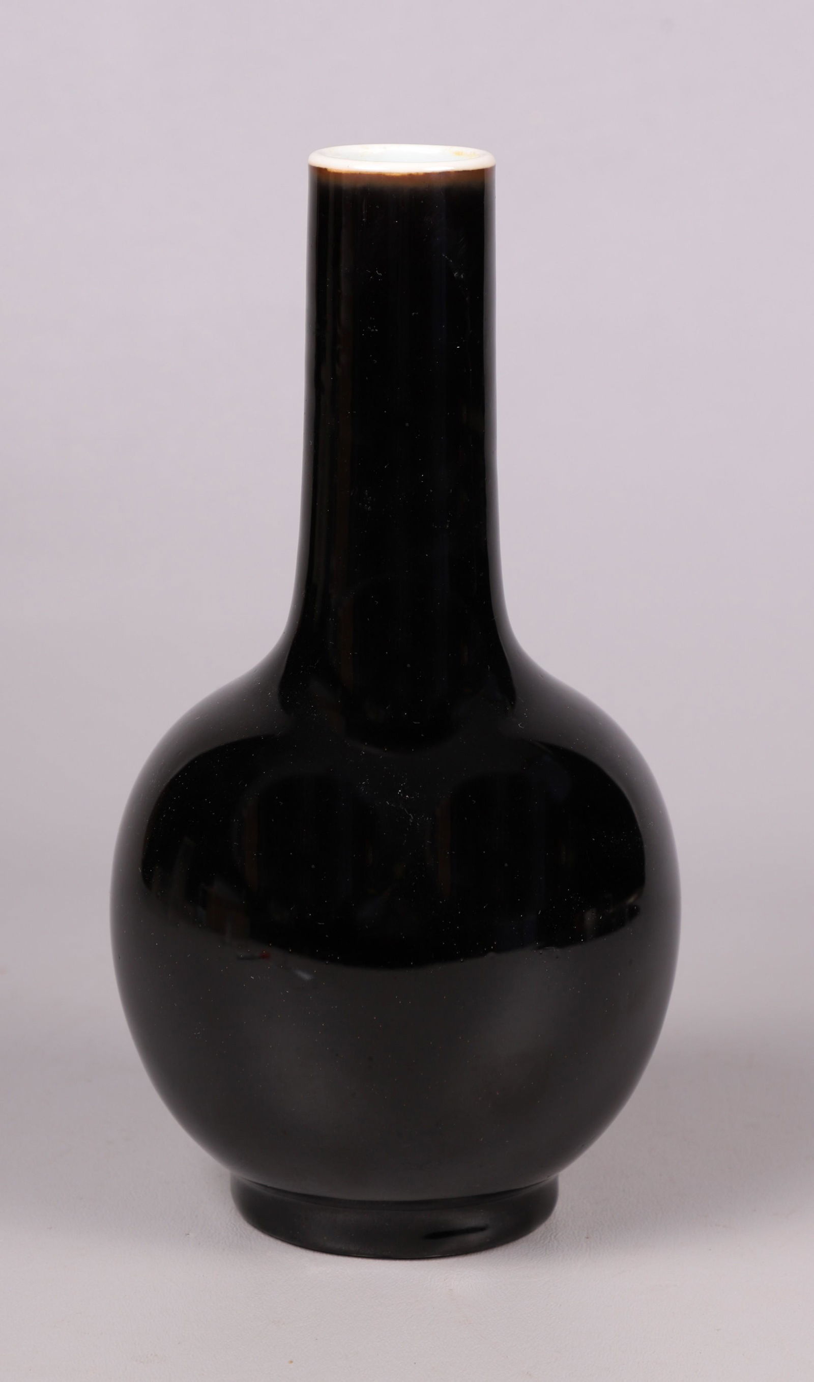 Chinese Black Glazed Porcelain Bottle Vase (1 of 3)