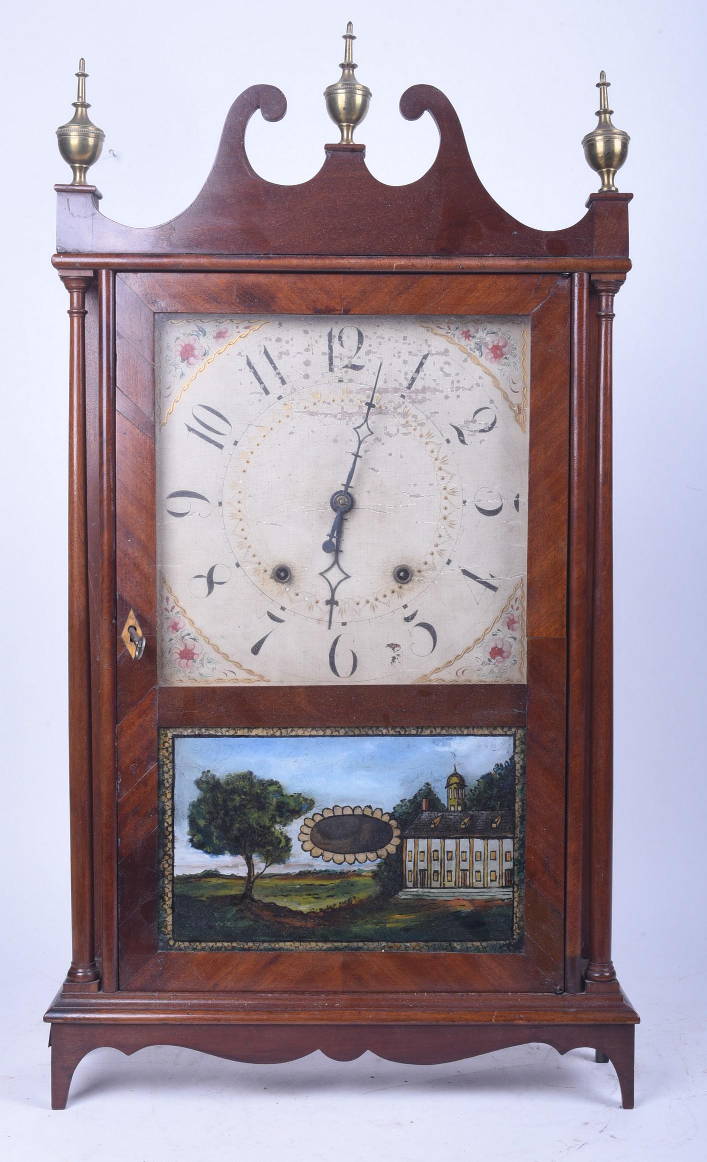 Mahogany pillar & scroll clock (1 of 5)