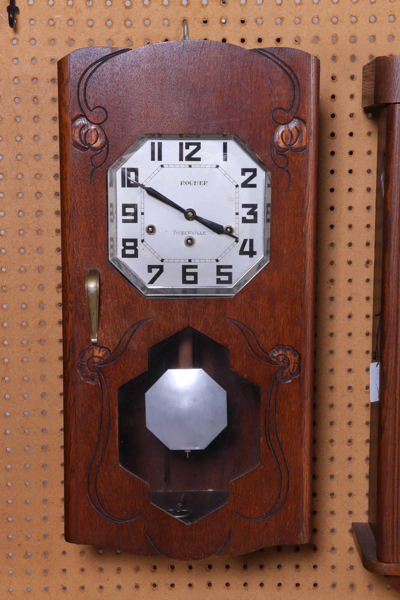 Rocher Thiberville Oak Art Deco Wall Clock (1 of 3)