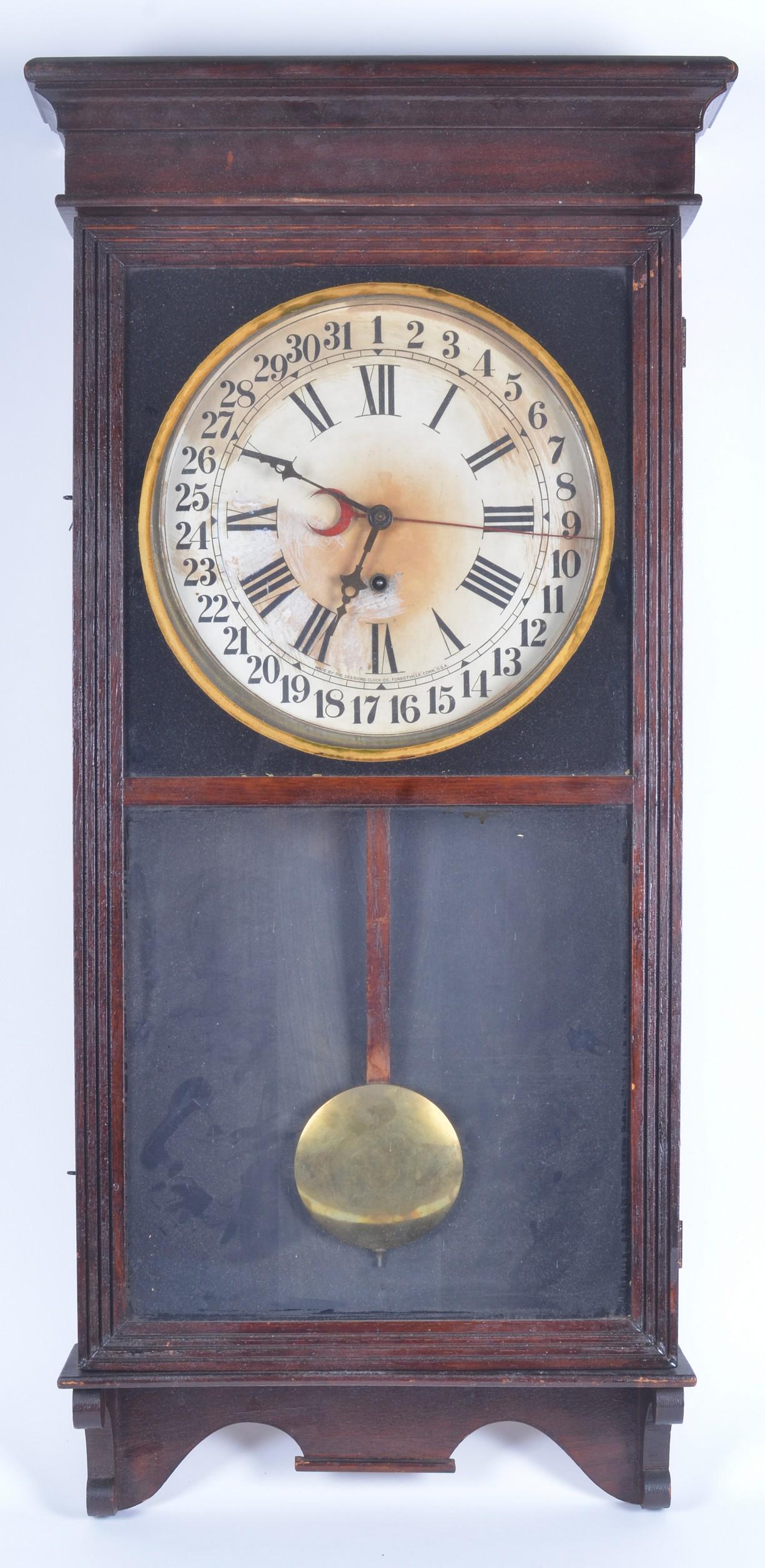 Sessions Oak Regulator "E" Calendar Clock (1 of 3)