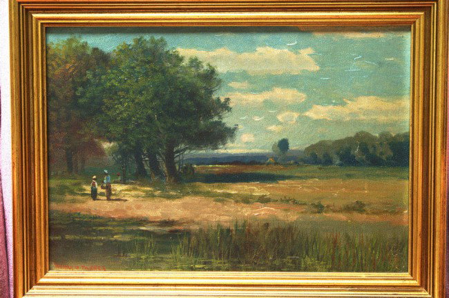 Henry Ossawa Tanner, American, 1859-1937, Landscap: Henry Ossawa Tanner, American, 1859-1937, Landscape with Figures, 9" x 13", oil on canvas