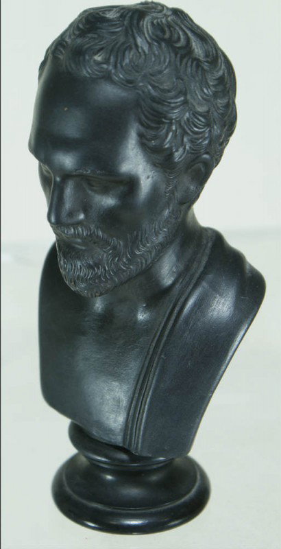 Wedgwood black basalt classical bust of Raleigh, : Wedgwood black basalt classical bust of Raleigh, impressed Wedgwood in small case letters, 18/19th c, 4 3/8"h