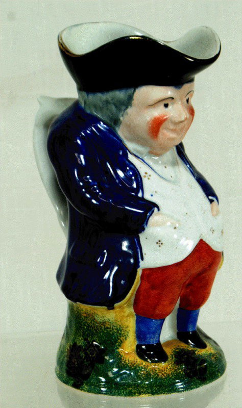 19th c Staffordshire toby jug, 9 1/2": 19th c Staffordshire toby jug, 9 1/2"