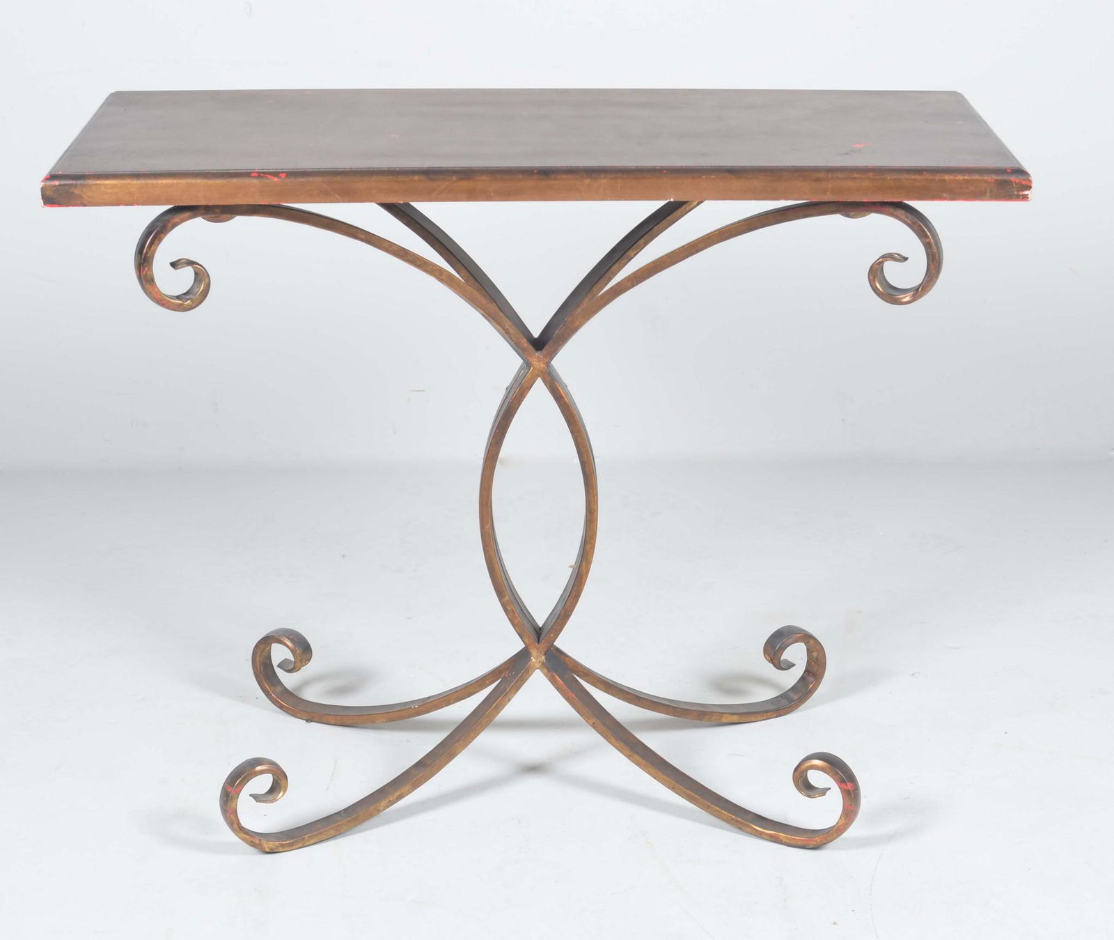 Uttermost distressed gilt painted metal console table (1 of 4)