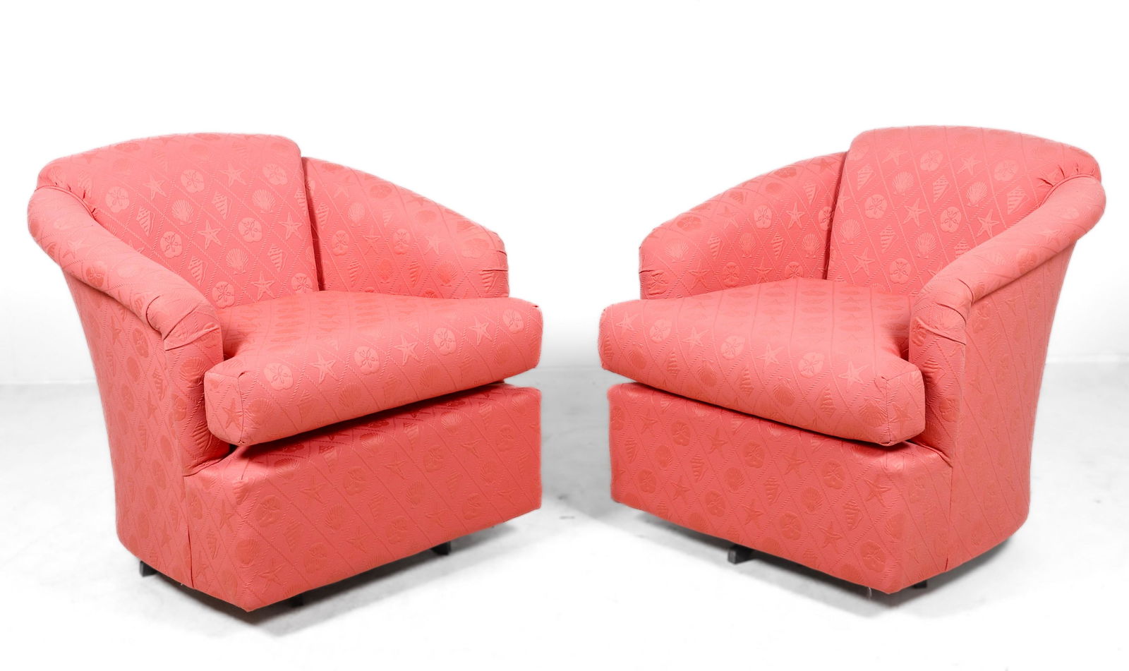 Pair Contemporary upholstered swivel lounge chairs (1 of 2)