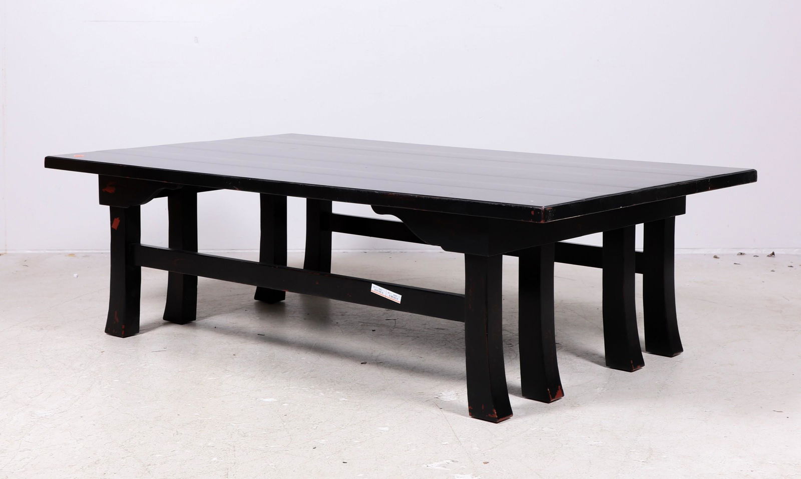 Baker Asian style distressed ebonized coffee table (1 of 4)