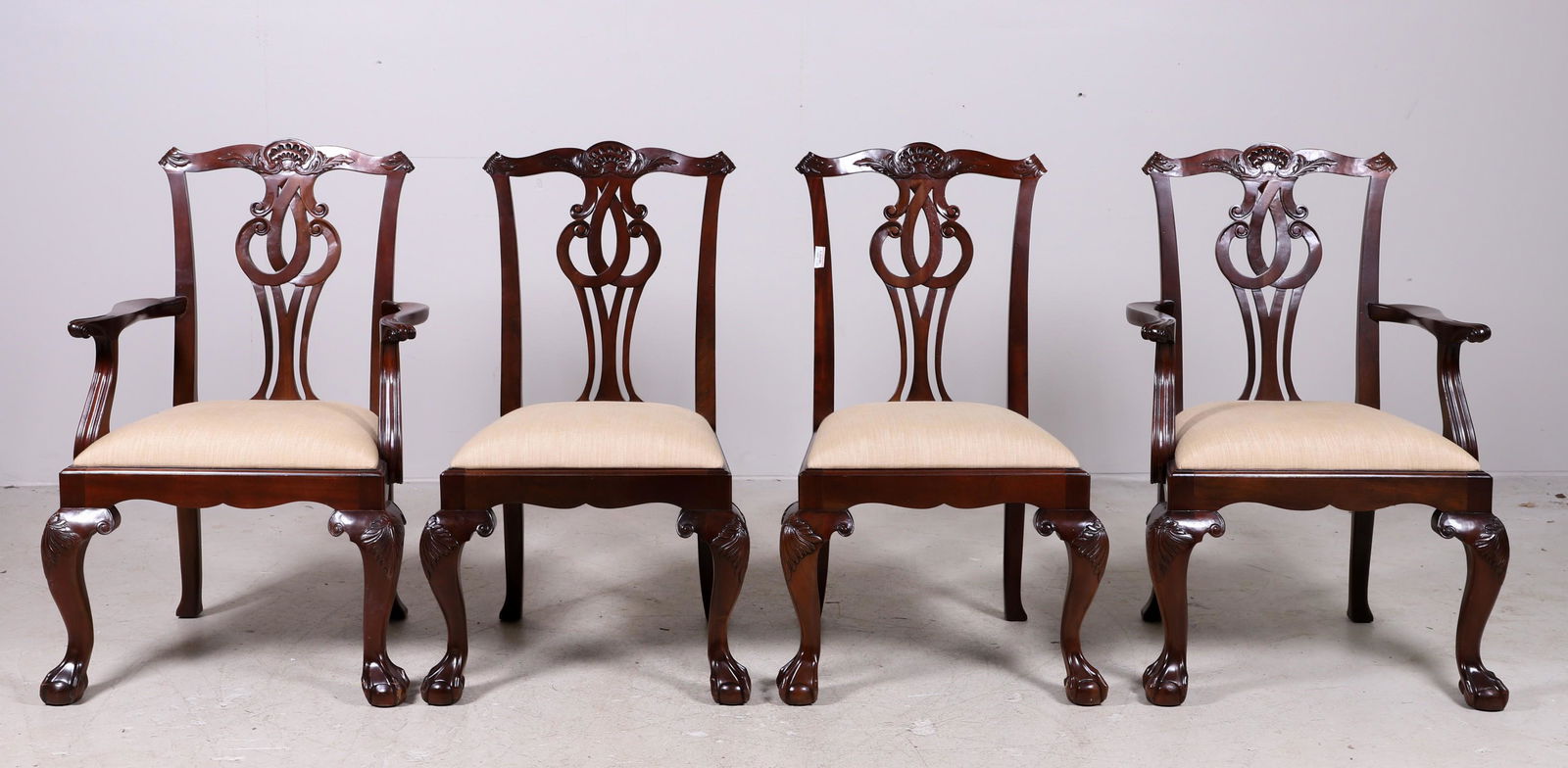 (4) Baker Chippendale style mahogany carved dining (1 of 3)