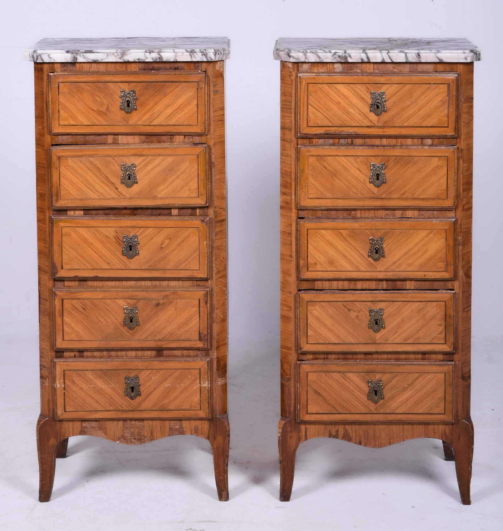 Pr Continental Inlaid Satinwood 5 Drawer Lingerie chest (1 of 4)