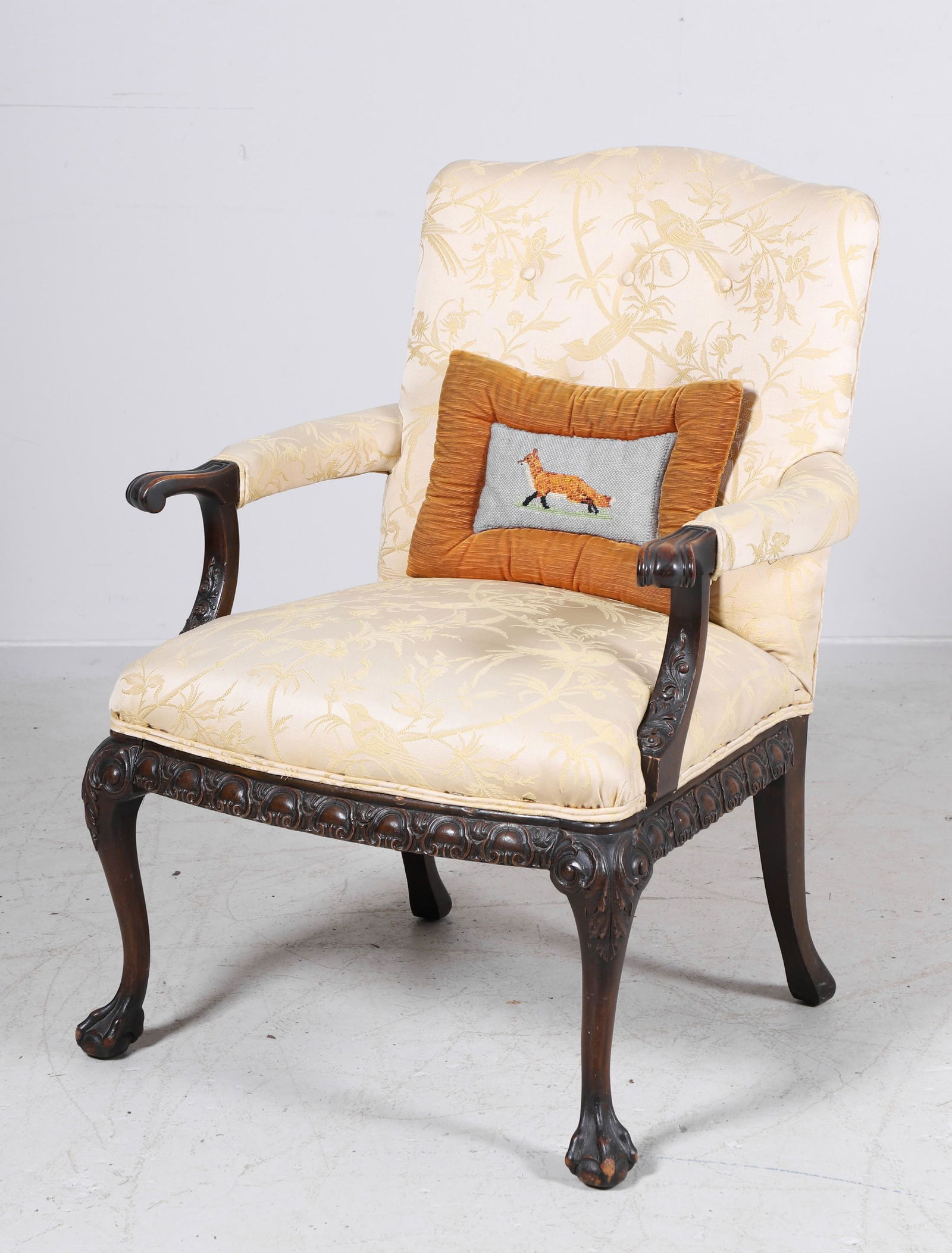 Chippendale style carved open armchair (1 of 4)